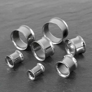 Double Flare Flesh Tunnel - Steel - Silver