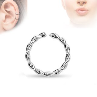 Piercing Ring - Continuous Ring - Silver - Twisted [03.] - 1,0 x 8mm