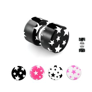 Magnet Fake Plug - Acrylic - Stars [04.] - white-pink