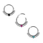 Segement Ring Piercing - Clicker - Silver - colored Crystal