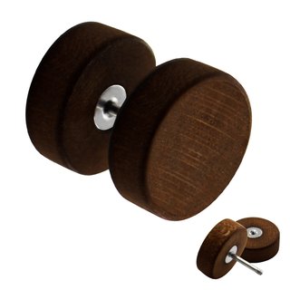 Piercing Fake Plug - Wood - Brown