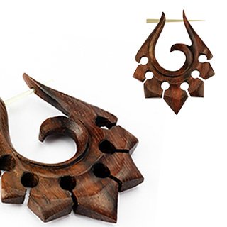 Wood Earring - Brown - Ornament