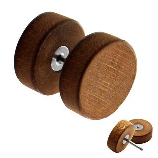 Piercing Fake Plug - Wood - Light Brown [02.] - 1.0 x 8 mm