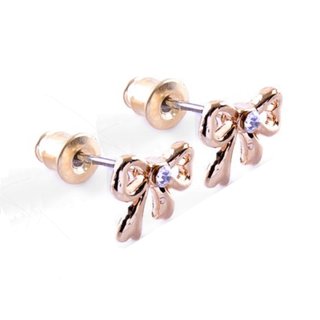 Ear Stud - Rose Gold - Ribbon - Crystal