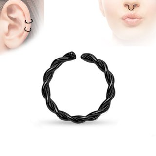 Piercing Ring - Continuous Ring - Black - Twisted [02.] - 0,8 x 10mm