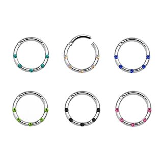 Segement Ring Piercing - Clicker - Silver - Crystals - Colorful