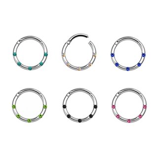 Segement Ring Piercing - Clicker - Silver - Crystals - Colorful [05.] - schwarz