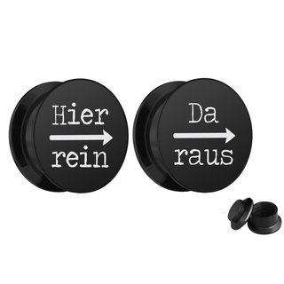 Picture Ear Plug Set - Screw - Hier rein Da raus - Black