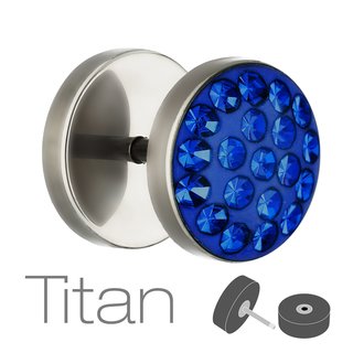 Piercing Fake Plug - Silver - Titanium - Epoxy Cover - Crystal