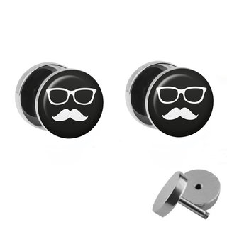 Picture Fake Plug Set - Moustache and Glasses
