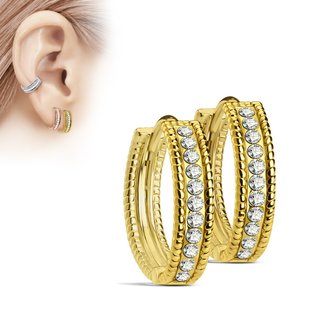 Hoop Earrings - Slim - Crystals - Clear