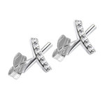 Ear Stud - 925 Sterling Silver - X - Crystals