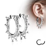 Hoop Earrings - Big - Silver - Filigree Swirls