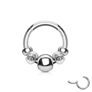 Segement Ring Piercing - Clicker - Silver - Balls