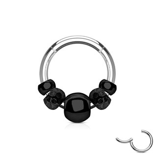 Segement Ring Piercing - Clicker - Silver - Balls [02.] - black