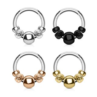 Segement Ring Piercing - Clicker - Silver - Balls [02.] - black