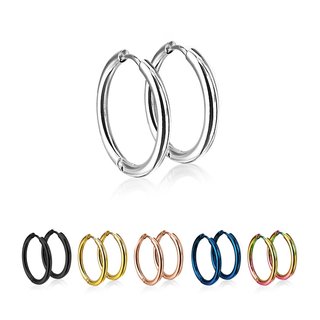 Hoop Earrings - Slim - Colorful - 5 Sizes [01.] - silver - 10mm