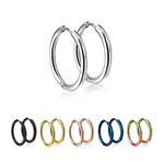 Hoop Earrings - Slim - Colorful - 5 Sizes [01.] - silver...