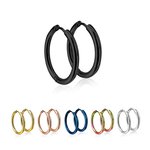 Hoop Earrings - Slim - Colorful - 5 Sizes [06.] - black -...