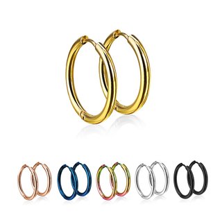 Hoop Earrings - Slim - Colorful - 5 Sizes [15.] - gold - 20mm