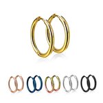 Hoop Earrings - Slim - Colorful - 5 Sizes [15.] - gold -...