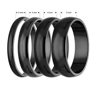 Ring - 925 Silver - Shiny - 4 Width - Black