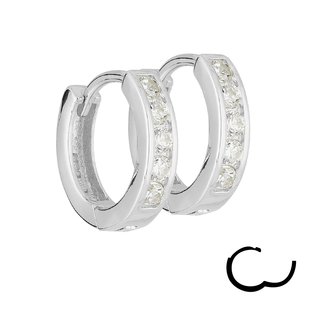 Hoop Earrings - 925 Silver - Big Crystals
