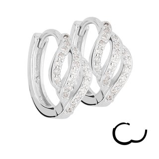 Hoop Earrings - 925 Silver - Swirl - Crystals