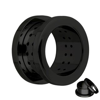 Flesh Tunnel - Steel - Black - Breathable 8 mm