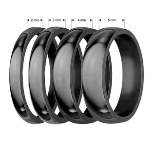Ring - Stainless Steel - 4 Width - Shiny - Black [10.] - Width: 2mm - Ring Size: 58
