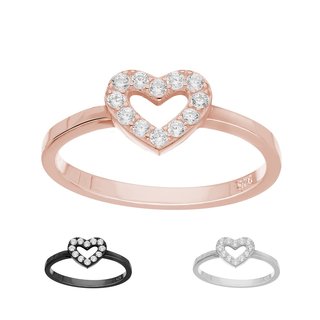 Ring - 925 Silver - Heart - Crystals