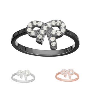 Ring - 925 Silver - Ribbon - Crystals