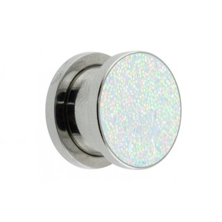 Ear Plug - Silver - Glitter - White