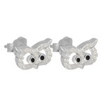 Ear Stud - 925 Sterling Silver - Owl - Crystals