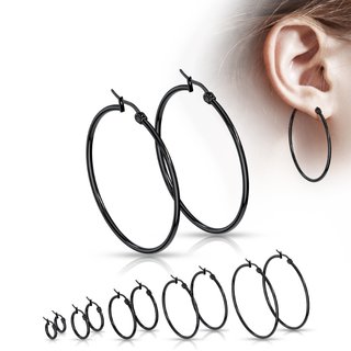 Steel Earrings - Hoops - Black - 14 Sizes