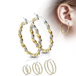 Steel Earrings - Hoops - Twisted - Gold-Silver