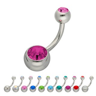 Bananabell Piercing - Steel - Silver - 2 Crystals