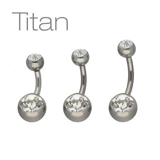 Bananabell Piercing - Titanium - Silver - 2 Crystals