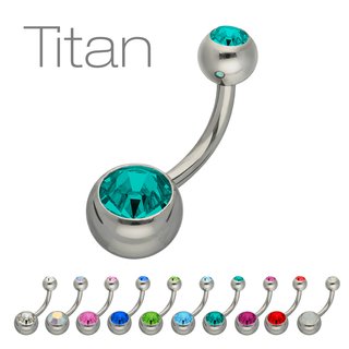 Bananabell Piercing - Titanium - Silver - 2 Crystals