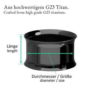 Titanium Flesh Tunnel - Double Flare - Black 16 mm
