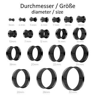 Titanium Flesh Tunnel - Double Flare - Black 16 mm