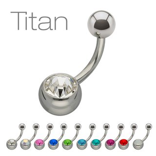 Bananabell Piercing - Titanium - Silver - Crystal