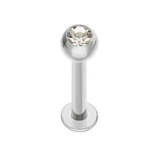 Labret Piercing - Steel - Silver - Crystal - [121.] 1.2 x 8 mm (Ball: 3mm) - clear