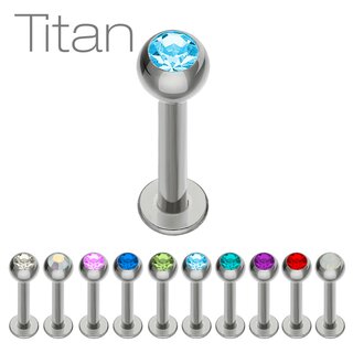 Labret Piercing - Titanium- Silver - Crystal