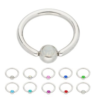 Ball Closure Ring - Steel - Silver - Crystal