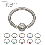 Ball Closure Ring - Titanium - Silver - Crystal - [81.]...