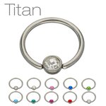 Ball Closure Ring - Titanium - Silver - Flat Crystal -...
