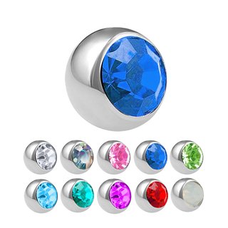 Piercing Ball - Steel - Silver - with Screw - Crystal
