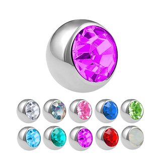 Piercing Ball - Steel - Silver - with Screw - Crystal