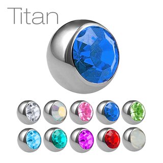 Piercing Ball - Titanium - Silver - with Screw - Crystal
